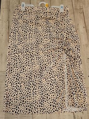 URBAN Romantics Tan Leopard Print Midi Skirt